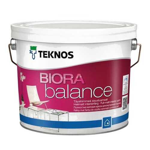 Краска интерьерная Teknos Biora Balance белая 27 л в Домовой