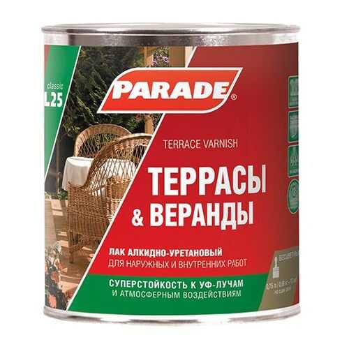 Лак для террас алкидно-уретановый PARADE L25 Террасы &Веранды Матовый 0,75л в Домовой