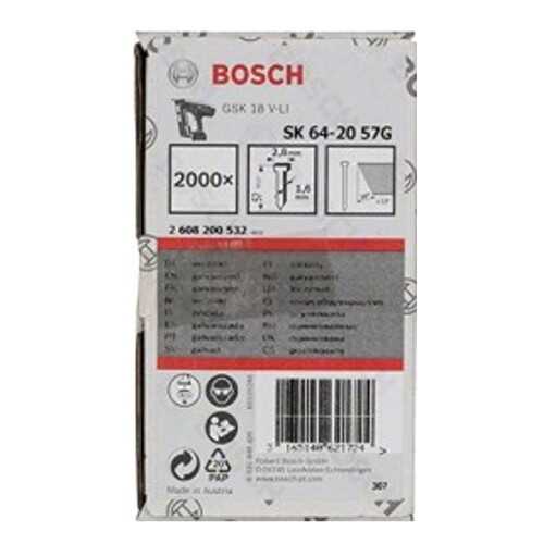 Гвозди для электростеплера Bosch 1,6/16g 57mm 2000шт 2608200532 в Домовой