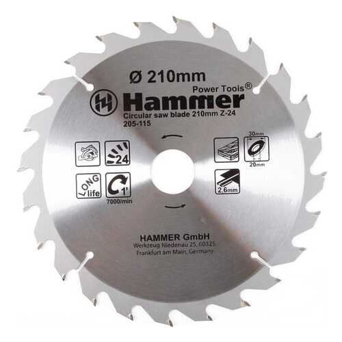 Диск по дереву для дисковых пил Hammer Flex 205-115 CSB WD (30665) в Домовой